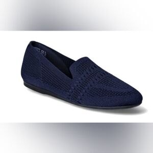 Styling for Ankle and Capri pants  Navy Blue Knit Slip-On Loafers